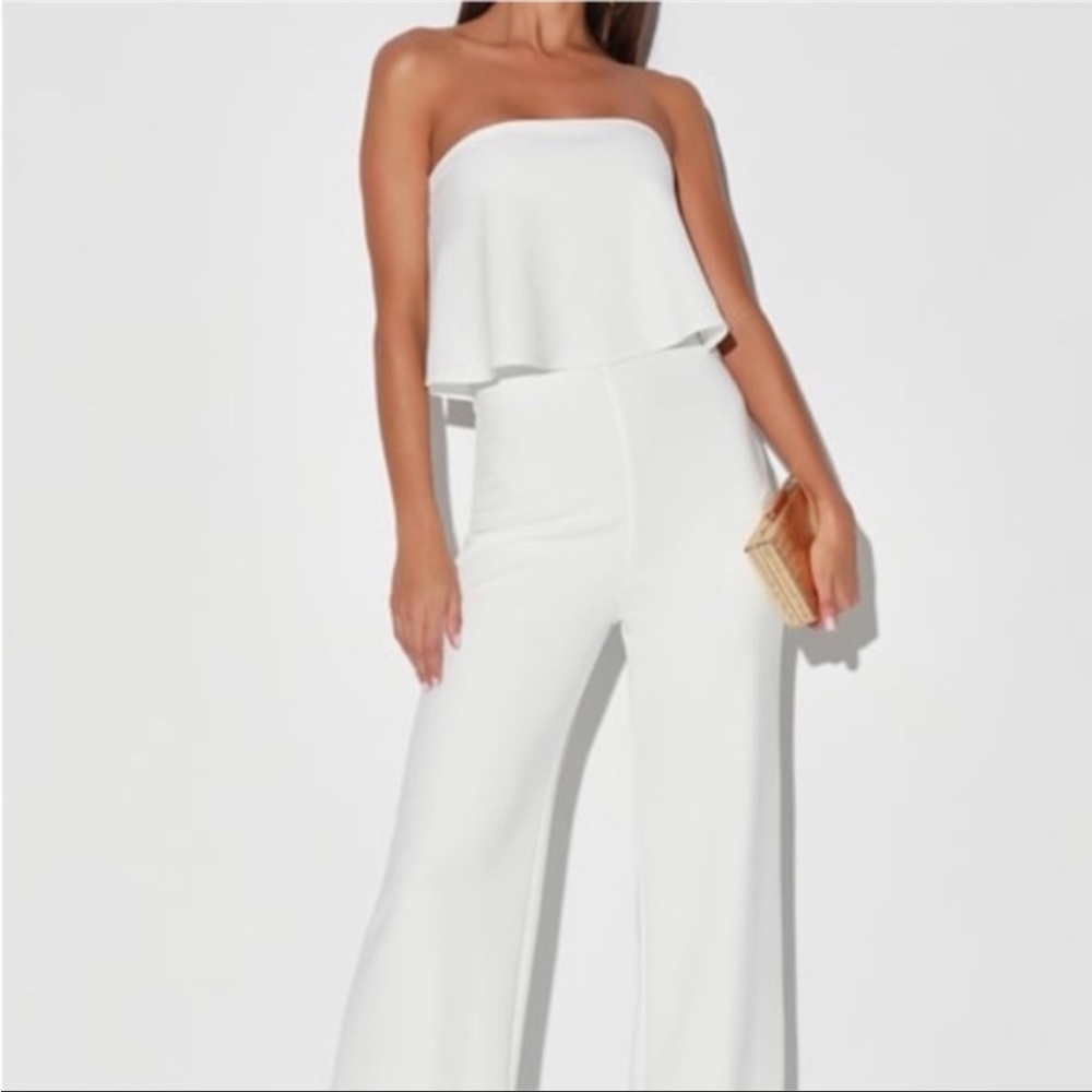 Lulus strapless white jumpsuit